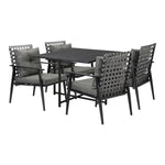 5PCS Outdoor Dining Set and Rattan Chairs(Black Table)