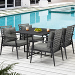 5PCS Outdoor Dining Set and Rattan Chairs(Black Table)