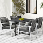 5PCS Outdoor Dining Set and Rattan Chairs(Black Table)