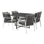 5PCS Outdoor Dining Set and Rattan Chairs(Black Table)