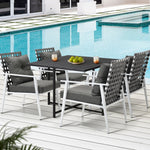 5PCS Outdoor Dining Set and Rattan Chairs(Black Table)