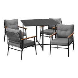 Outdoor Dining Set Garden Black Table and Chairs 4 Seater