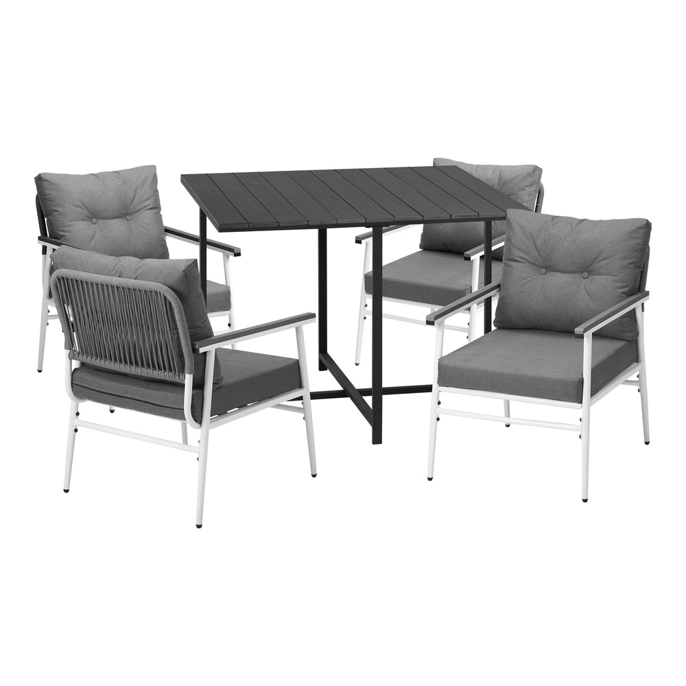 Outdoor Dining Set Black Table and Chairs 5PCS