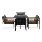 Outdoor Dining Set Black Table 4 Seater