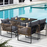 Outdoor Dining Set Black Table 4 Seater