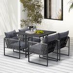 5PCS Outdoor Dining Set Garden Table Sofa Chairs with Cushions