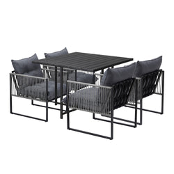 5PCS Outdoor Dining Set Garden Table Sofa Chairs with Cushions