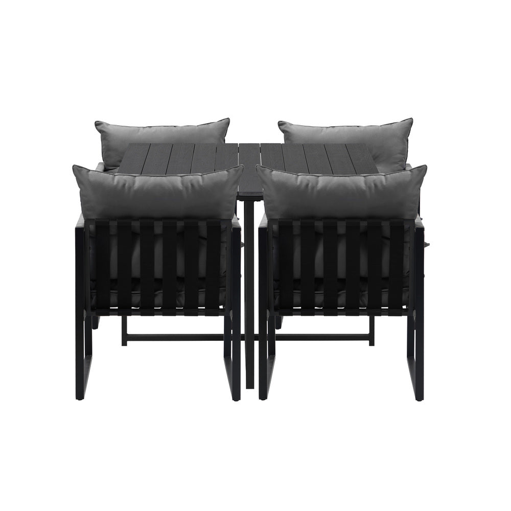 5PCS Outdoor Dining Set Garden Table Sofa Chairs with Cushions