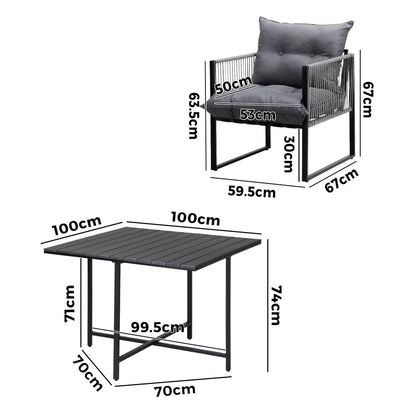 5PCS Outdoor Dining Set Garden Table Sofa Chairs with Cushions