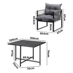 5PCS Outdoor Dining Set Garden Table Sofa Chairs with Cushions