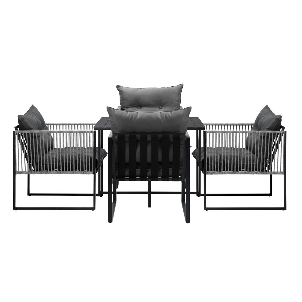5PCS Outdoor Dining Set Garden Table Sofa Chairs with Cushions