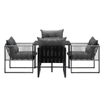 5PCS Outdoor Dining Set Garden Table Sofa Chairs with Cushions
