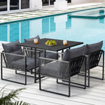 5PCS Outdoor Dining Set Garden Table Sofa Chairs with Cushions