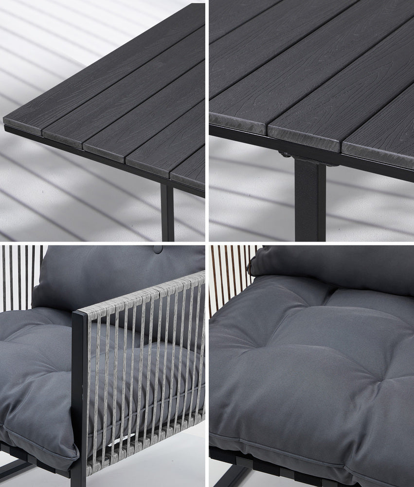 5PCS Outdoor Dining Set Garden Table Sofa Chairs with Cushions