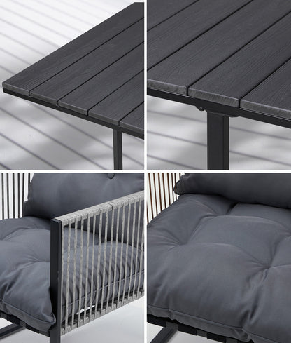 5PCS Outdoor Dining Set Garden Table Sofa Chairs with Cushions