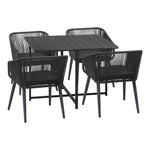 5PCS Outdoor Dining Set Black Table Lounge Chairs