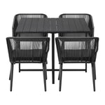 5PCS Outdoor Dining Set Black Table Lounge Chairs