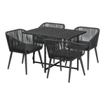 5PCS Outdoor Dining Set Black Table Lounge Chairs