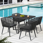 5PCS Outdoor Dining Set Black Table Lounge Chairs