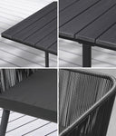 5PCS Outdoor Dining Set Black Table Lounge Chairs