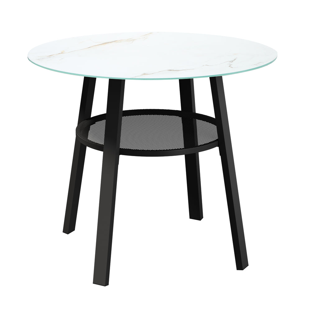 Outdoor Dining Table w/ Storage Shelf Black 90cm