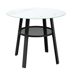 Outdoor Dining Table w/ Storage Shelf Black 90cm