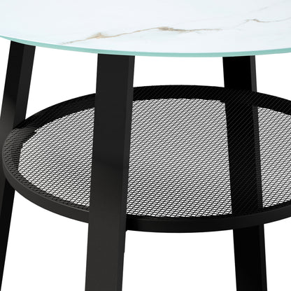 Outdoor Dining Table w/ Storage Shelf Brown 90cm