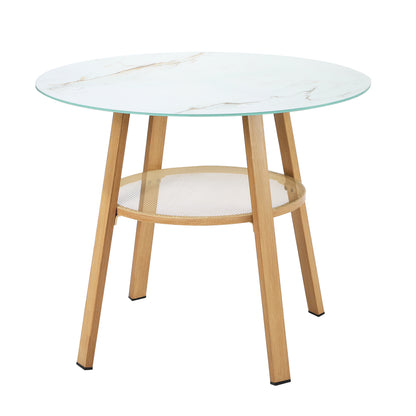 Outdoor Dining Table w/ Storage Shelf Brown 90cm