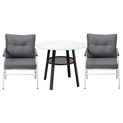 Outdoor 5PCS Dining Set Table with Storage Shelf