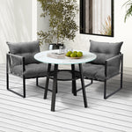 3PCS Outdoor Dining Set Round Table PE Wicker Chairs