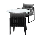 3PCS Outdoor Dining Set Round Table PE Wicker Chairs