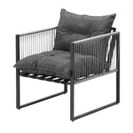 3PCS Outdoor Dining Set Round Table PE Wicker Chairs