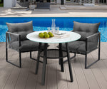 3PCS Outdoor Dining Set Round Table PE Wicker Chairs