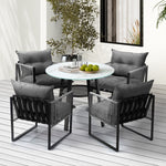 5PCS Outdoor Dining Set Round Table PE Wicker Chairs