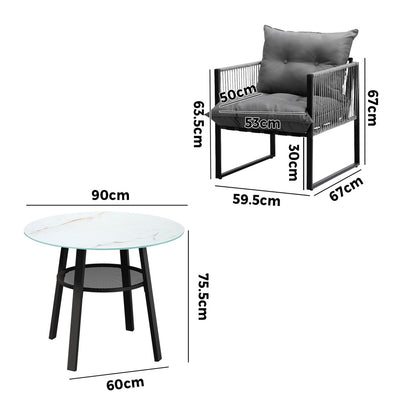 5PCS Outdoor Dining Set Round Table PE Wicker Chairs