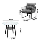 5PCS Outdoor Dining Set Round Table PE Wicker Chairs