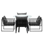 5PCS Outdoor Dining Set Round Table PE Wicker Chairs