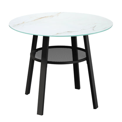 5PCS Outdoor Dining Set Round Table PE Wicker Chairs