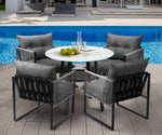 5PCS Outdoor Dining Set Round Table PE Wicker Chairs