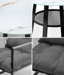 5PCS Outdoor Dining Set Round Table PE Wicker Chairs