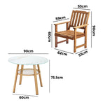 3PC/5PC Outdoor Dining Set Solid Wood Chair and Table