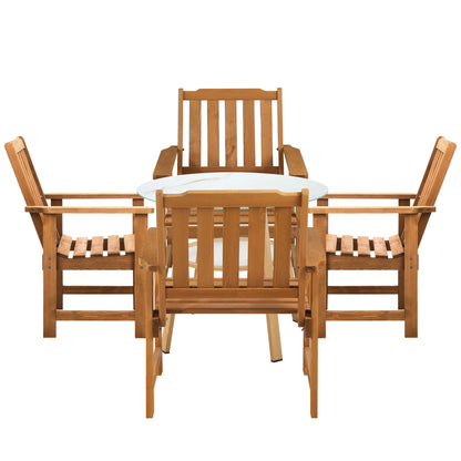 5PC Outdoor Dining Set Solid Wood Chair and Table