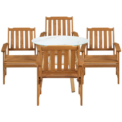 5PC Outdoor Dining Set Solid Wood Chair and Table