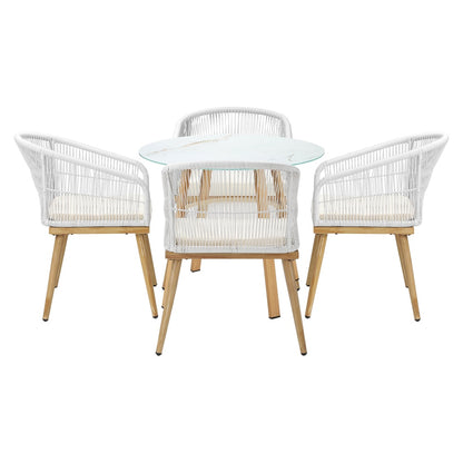 3PCS Outdoor Dining Setting Table w/Storage Shelf