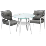 Outdoor Dining Set 3PCS/5PCs Rattan Armchair Glass Table