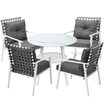 Outdoor Dining Set 3PCS/5PCs Rattan Armchair Glass Table