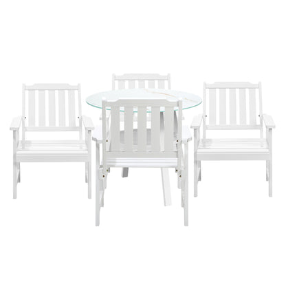 5PC Outdoor Dining Set Solid Wood Chair and Table
