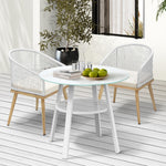 3/5 Piece Outdoor Dining Set Table w/Storage Shelf