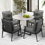 Outdoor Dining Set 2/3/4/5 Seater Marble Table Rattan Armchair