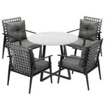 Outdoor Dining Set 2/3/4/5 Seater Marble Table Rattan Armchair